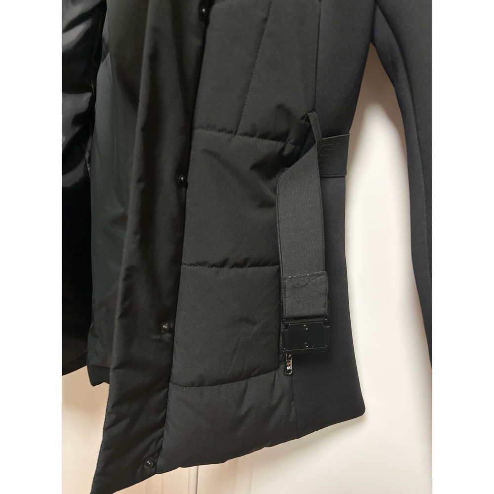 Michael Kors Black Puffer Belted Hooded Winter Jacket Women Size S - Picture 6 of 9